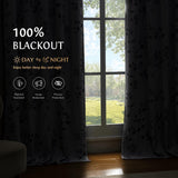 Beauoop Floral 100% Blackout Curtains 84 Inches Long 2 Panels for Bedroom Living Room Grey White Flower Patterned Room Darkening Thermal Insulated Soundproof Grommet Window Treatments Drapes, 52X84 Beauoop