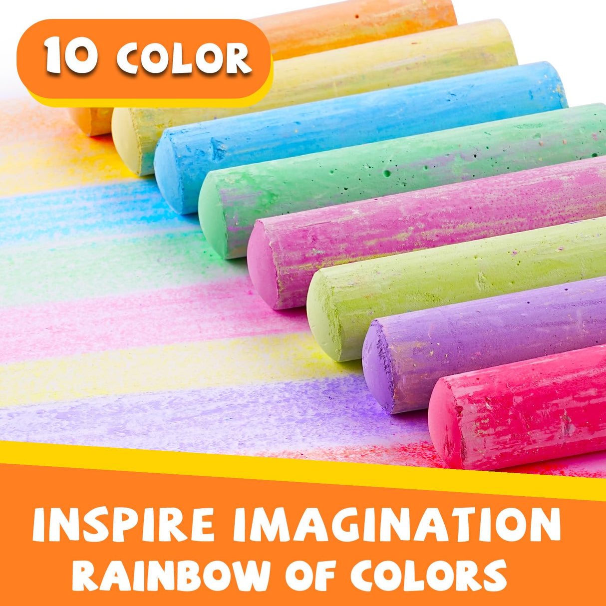 VEESA Sidewalk Chalk for Kids (52 PCS), Washable & Non-Toxic, 10 Colors Jumbo Chalk Bulk for Chalkboard, Blackboard, Driveway, Playgroud, Outdoor Actitvities VEESA