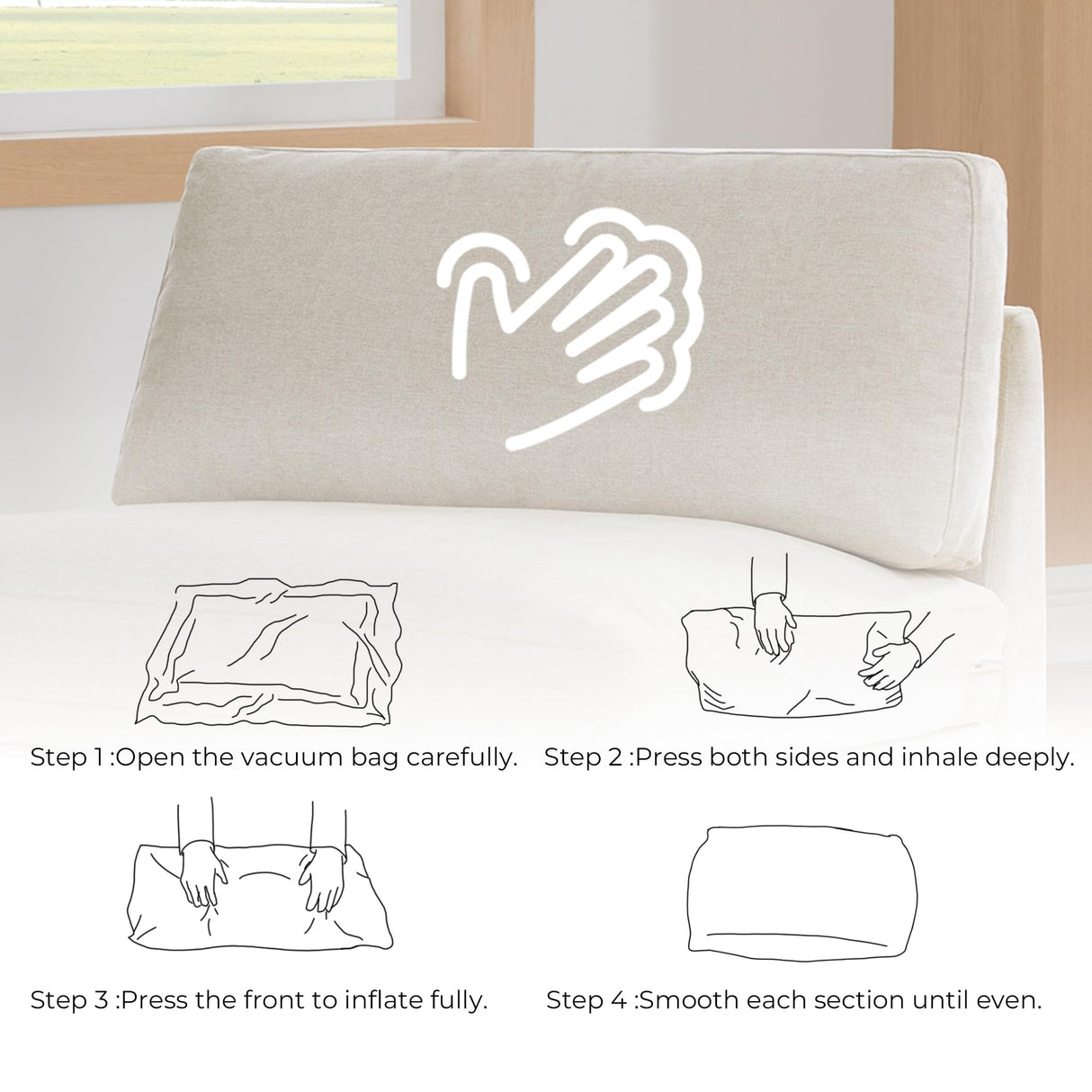 CHITA Super Large Luxury 3 Seat Sectional Modular Sofa, Down Filled Modern Sofa, Deep Seat Comfty Cloud Couch, 118 inch Width, 3 Seat Couch, Solid Wood Leg, Linen CHITA