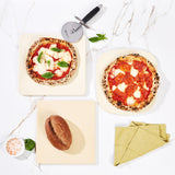 ROCKSHEAT Pizza Stone, 12"x11" Rectangular Pizza Stones for Oven Grill BBQ, Cordierite Baking Stone for Pizza Bread Pie with Unique 2 Handles Design ROCKSHEAT