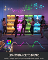 Glass Display Cabinet with Doors, 4-Tier Display Case with Adjustable Shelves, RGB LED Lights with App & Remote Control, Curio Storage Cabinet with Metal Base for Collectibles, Books, Black Zephome