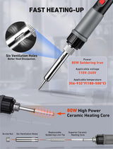 21-in-1 3D Printer Smoothing Tool Kit, 80W LCD Digital Adjustable Temperature Soldering Welding Iron Kit with Insert Brass Heatset Nuts & Soldering Tips, Fast Heating 3D Printing Modify Finishing Tool SARDVISA