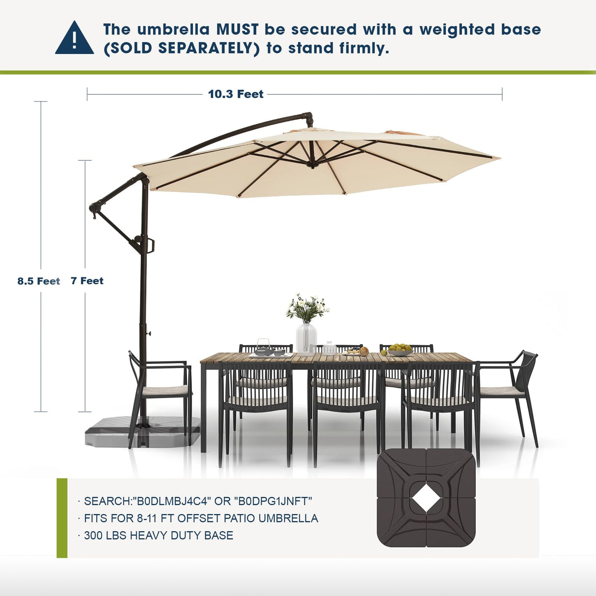 wikiwiki 10ft Patio Umbrellas Offset Outdoor Cantilever Hanging Umbrella w/Infinite Tilt, Fade Resistant Waterproof Recycled Fabric Canopy for Yard, Garden & Deck, Beige wikiwiki