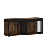 Timechee 93" Extra Large Dog Crate with Double Rooms, Heavy Duty Wooden Dog Cage Furniture Dog Crate Kennel with Drawers & Removable Divider,Indoor Luxury Dog House for Large Medium Dogs, Rustic Brown Timechee