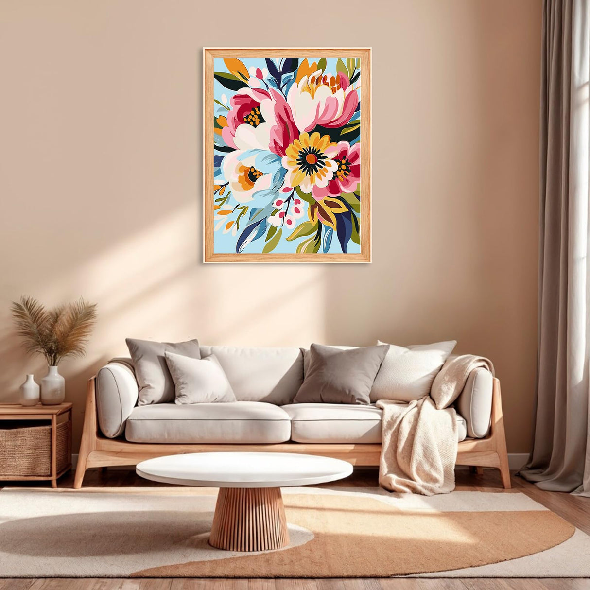 QENSPE DIY Flowers Arcylic Paint by Number,Painting Kits for Adults,Canvas Painting Tool Set for Beginners,Home Wall Decor 12x16 Inch QENSPE