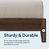 Nectar Premier Wood Platform King Bed Frame - Walnut - 12” Height - Contemporary and Durable - Sturdy Wooden Slats for Support - Easy Assembly - Holds Up to 800 Pounds Nectar