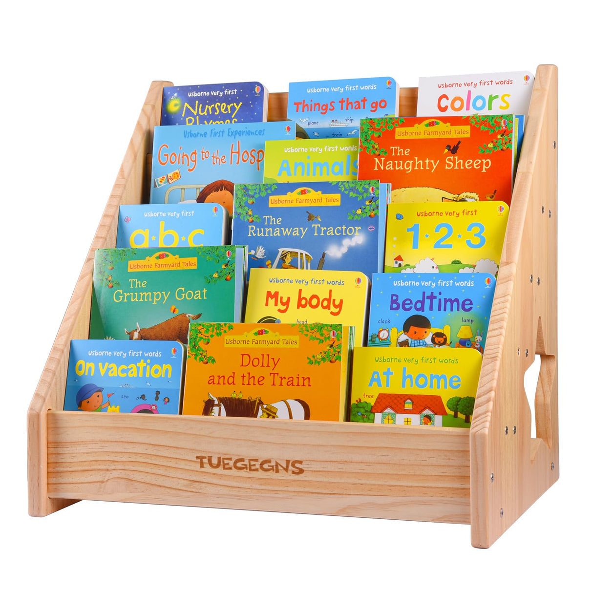 TUEGEGNS Montessori Bookshelf,Toddler Bookshelf for Kids,Organize Your Little One's Reading Adventure with Our Kids Bookshelf - Perfect for Kids!(Wood), Large TUEGEGNS
