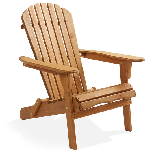 Casafield Folding Adirondack Chair, Cedar Wood Outdoor Fire Pit Lounge Chairs for Patio, Deck, Yard, Lawn and Garden Seating, Partially Pre-Assembled - Natural