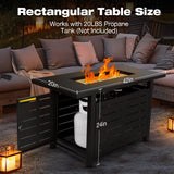 Hykolity 42 Inch Gas Fire Pit Table, 60,000 BTU Propane Pits for Outside with Steel Lid and Waterproof Cover, 2 in 1 Firepit Table Gatherings Parties on Patio Deck Garden Backyard, Black hykolity