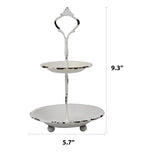 Stonebriar Small 2 Tier Worn White Metal Tray, Rustic Farmhouse Decor, Tiered Jewelry Tray for Vanity or Bathroom, 9.25" Stonebriar