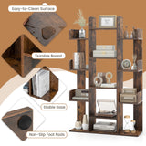 Giantex Rustic Brown 7-Cube Tree Bookshelf with 13 Open Shelves - Stylish Corner Storage Organizer for Living Room and Study Giantex