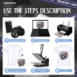 JenPen 5 Pieces Men's Unisex Sublimation Blank T Shirt White Polyester Shirts Crew Neck Short Sleeve for Sublimation T Shirt (XL) JenPen