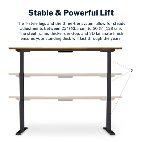 Vari Electric Standing Desk - Varidesk Height Adjustable Sit/Stand Desk - Dual Motor with Memory Presets, Stable T-Style Legs - Gaming or Home Office Workstation - 72”x30”, Butcher Block Vari