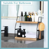 Bathroom Counter Organizer, 2-Tier Standing Storage Shelf with Basket, Wood Tray for Skincare Vanity Organizer Uneviesyka