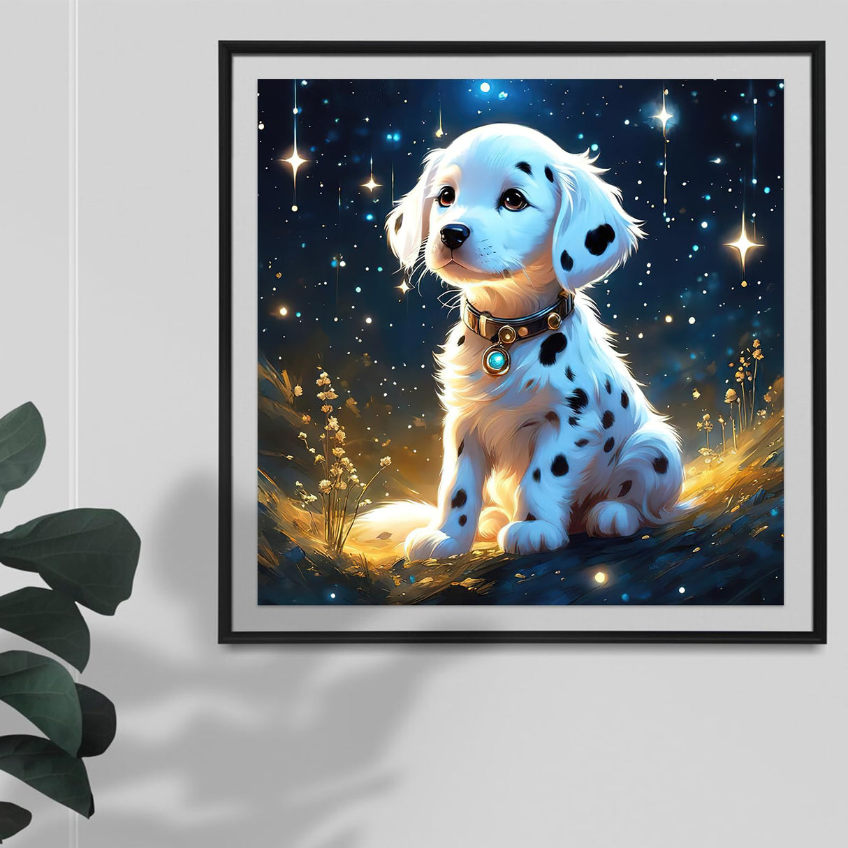 Auremi Diamond Art Painting Kits for Adults, 5D Spotted Dog Diamond Painting Kits for Adults Beginners DIY Full Drill Animal Diamond Dots Crystal Craft Kits for Home Wall Decor Gifts 12x12 inch Auremi