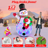 Christmas Inflatables Decorations Outdoor Blow Up Yard Snowman Rotating Led Lights, 8 Ft Tall Funny Large Merry Xmas Blowup Snow Man Outside Figures Vacation Front Lawn Holiday Winter Big Decor MICOCAH