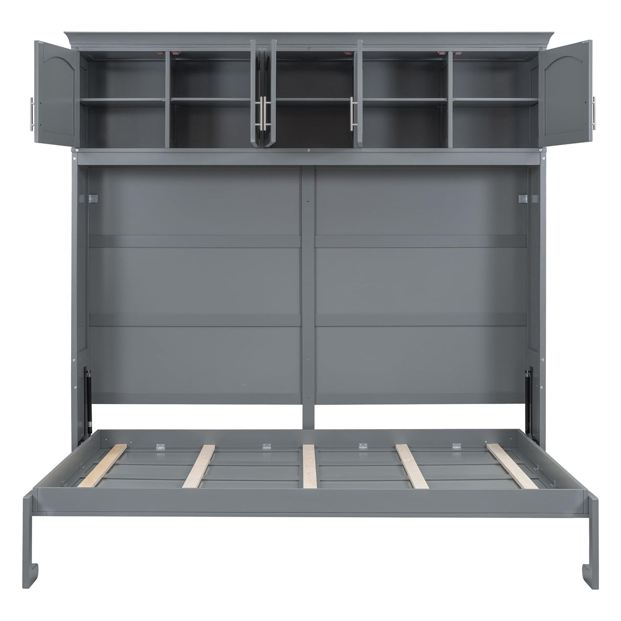 Harper & Bright Designs Full Size Murphy Bed Wall Bed with Storage Cabinets, Space-Saving for Multipurpose Guest Room Bedroom or Home Office, Gray Harper & Bright Designs