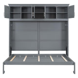 Harper & Bright Designs Full Size Murphy Bed Wall Bed with Storage Cabinets, Space-Saving for Multipurpose Guest Room Bedroom or Home Office, Gray Harper & Bright Designs
