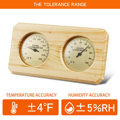 Foxyoo Sauna Thermometer Fahrenheit Hygrometer Gauge 2in1Indoor Home Sauna Thermostat,Sauna Accessories for Traditional Sauna,Barrel or Outside Infrared Sauna,Outdoor Sauna Room,Cedar Wood-Horizontal