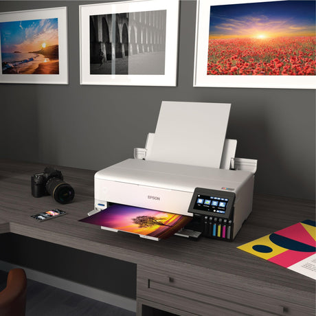 Epson EcoTank Photo ET-8550 Wireless Wide-Format All-in-One Supertank Printer with Scanner, Copier, Ethernet and 4.3-inch Color Touchscreen, Large, White Epson