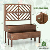 Toolsempire Raised Garden Bed with Trellis & 2 Planter Boxes, 2-Tier Outdoor Wooden Elevated Planter Box with Legs & Drainage Holes, Gardening Planter for Flowers, Herbs, Vegetables & Fruits(Brown) Toolsempire