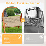 NANGELRN Porch Swing Cushion with Backrest,Waterproof Bench Cushion for Outdoor Furniture,2-3 Seater Replacement Thickened Swing Cushion with Ties,Patio,Outdoor,Backyard and Garden (Black,47x40) NANGELRN