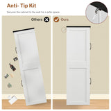 TEENFON Farmhouse Storage Cabinet with 2 Adjustable Shelves, Bathroom Cabinet with 4 Doors, Kitchen Cabinets, Cupboard for Kitchen, Living Room, White TEENFON