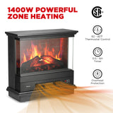 TURBRO Firelake 27-Inch Electric Fireplace Heater - Freestanding Fireplace with Mantel, No Assembly Required - 7 Adjustable Flame Effects, Overheating Protection, CSA Certified - 1400W, Black Walnut TURBRO