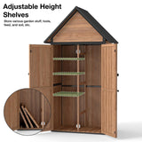 Outdoor Storage Shed with Strongest Metal Frame, Storage Cabinet with Floor, Weatherproof Tool Shed with Adjustable Shelfs, Lockable Metal Garden Shed Steel for Backyard Patio (Light Brown) MEDEHOO