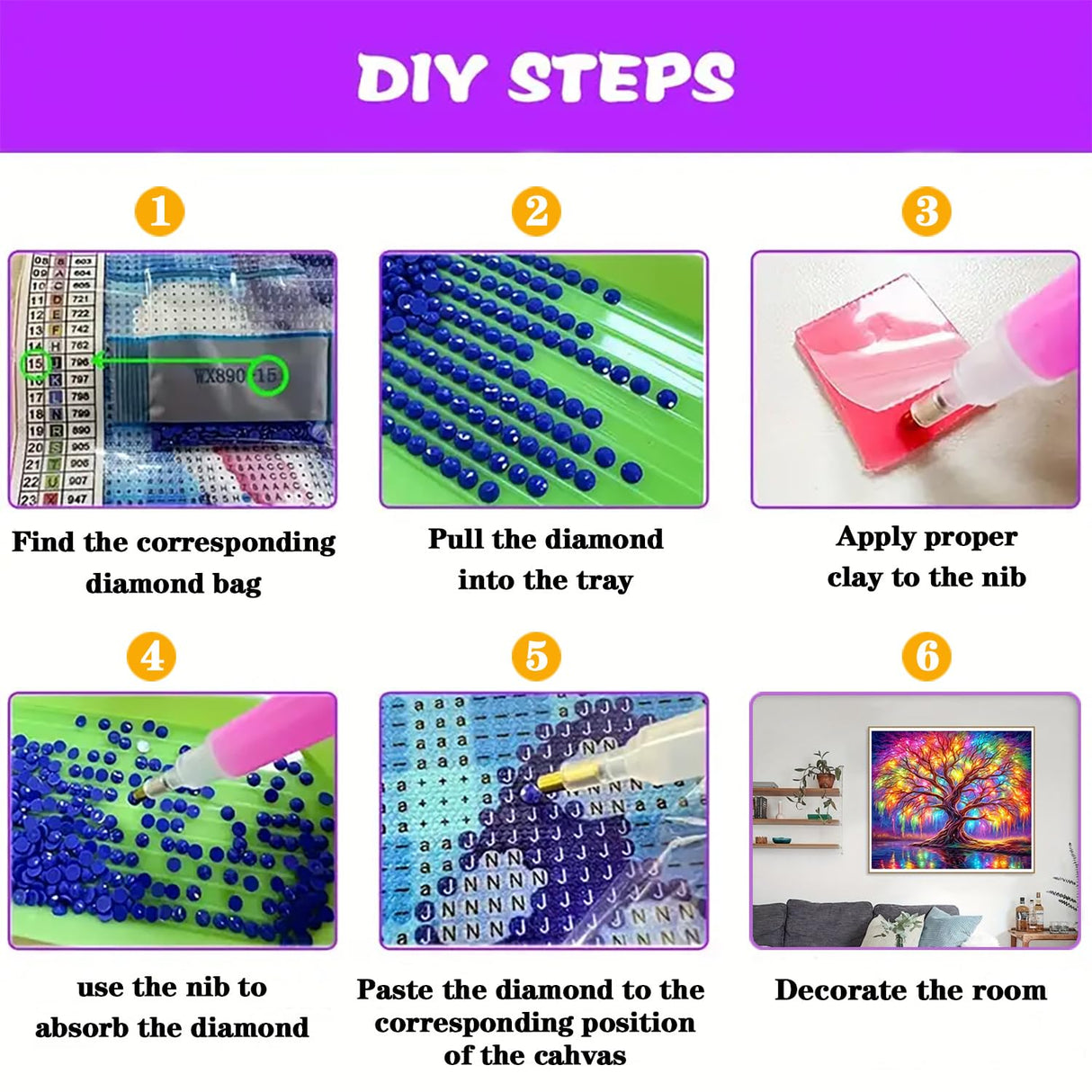 DIYCYCY Tree of Life Diamond Painting Kits for Adults,Full Drill Diamond Art Kits for Beginners,Round 5D DIY Diamond Dots Paintings, Diamonds Pictures Gem Art and Crafts Home Decor 13.78x13.78 inch DIYCYCY