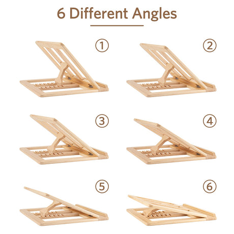 Skoioje Wooden Laptop Stand, Foldable Wood Laptop Riser Adjustable Computer Wooden MacBook Stand for Desk Portable Universal Notebook Laptop Holder with Multiple Angles for Laptops Up to 15.6 inches Skoioje