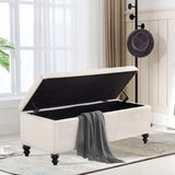 Storage Ottoman 50.2 Inches Upholstered Fabric Storage Ottoman Bench，Button Tufted Ottoman with Storage for Living Room，Bedroom End of Bed Bench Withstands 304lbs (Ivory) Living&Giving