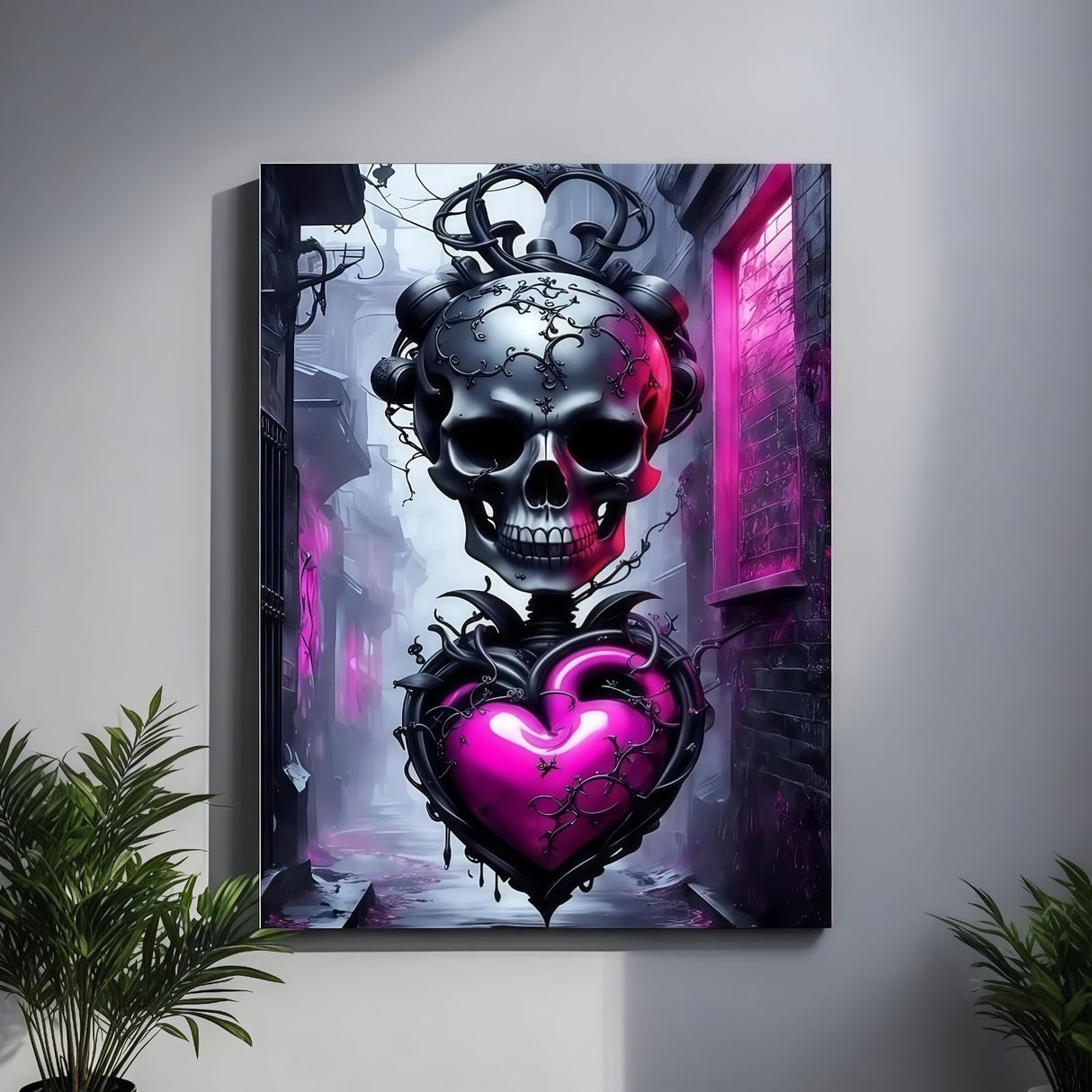 5D Diamond Art Kits for Adults, Skull Heart Diamond Painting Kits for Adults Beginner, DIY Full Drill Diamond Dot Gem Painting for Home Wall Decor 12x16inch BYGFHLYW