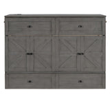 YOPTO Full Size Murphy Bed Chest,Folding Storage Wall Bed with Large Drawers,USB Ports & 2 Three-Prong Outlets,Hidden Cabinet Platform Bed W/Wood Slats Support,for Bedroom,Guest Room,Brushed Gray YOPTO