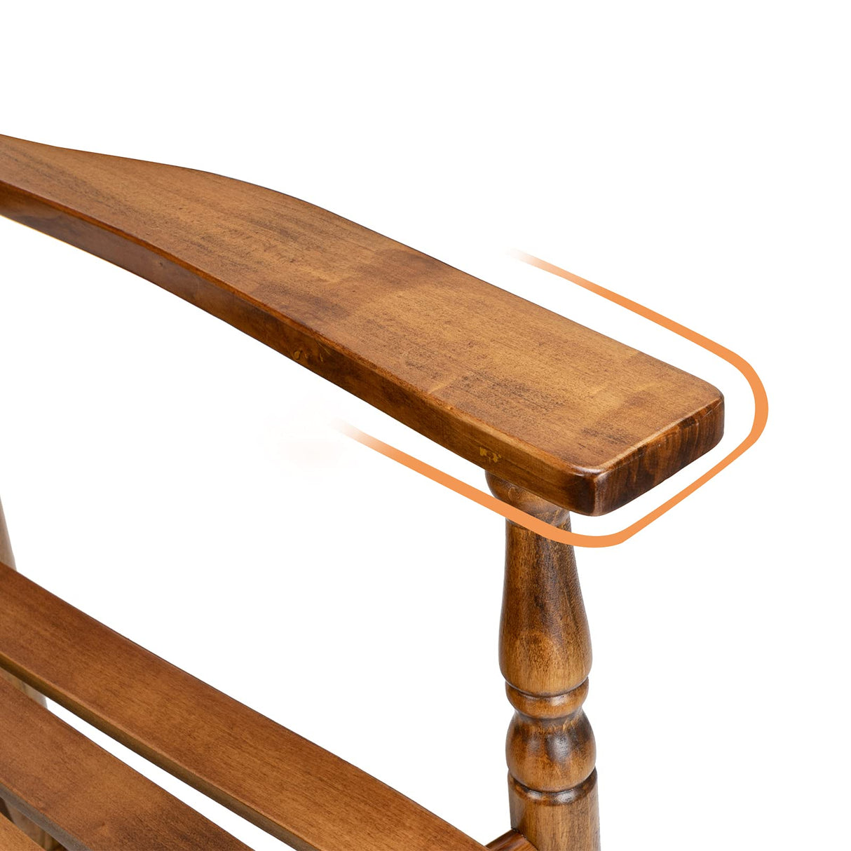 VINGLI 2 PCS Wood Rocking Chair Outdoor with 450 lbs Support Relaxing Rocker Solid Wood High Back Seat Reclining Seat for Deck, Garden, Backyard, Porch, Indoor or Outdoor Use, Teak VINGLI