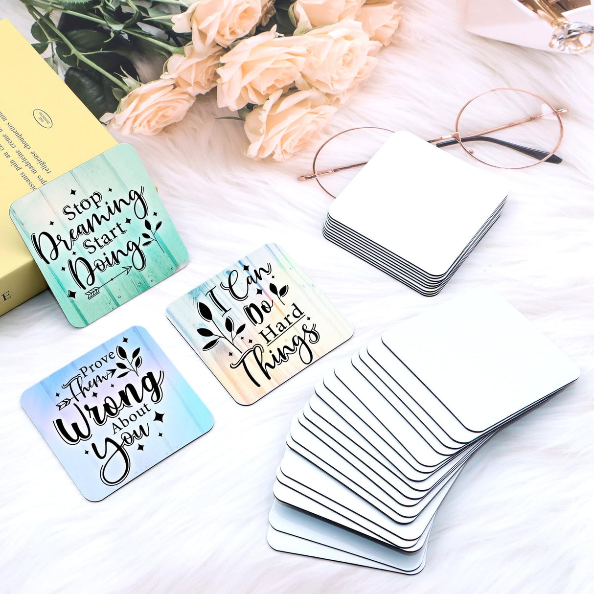 ZYNERY Sublimation Magnet Blanks 3x3 inch, 30Pcs Sublimation Blank Fridge Magnets Printable Photos, Personalized Sublimation Magnets for Refrigerator Decoration, Kitchen, Office, Wall ZYNERY