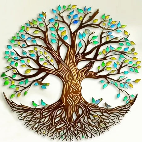 Tree Diamond Painting Kits for Adults,5D Tree of Life Diamond Art Kits,DIY Round Full Diamond Dots Painting and Craft for Home Wall Decoration 13.8×13.8 Inch GEMFAMILY