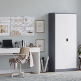 MIIIKO Metal Storage Cabinet with Locking Doors, 72" Tall Cabinet with 5 Adjustable Shelves for Home Office, Locking Utility Storage Cabinets MIIIKO