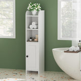 Homhedy Small Bathroom Storage Corner Floor Cabinet with Door and Shelves, Beside The Toilet Cabinet for Skinny, Narrow Toilet Paper Cabinet, Adjustable Shelf, White Homhedy