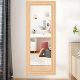 FUWU HOME Rattan Full Length Mirror, 24 X 60 inch Wood Bathroom Vanity Mirror, Free Standing or Wall Mounted Full Body Mirror for Bedroom, Living Room, Dressing Room FUWU HOME