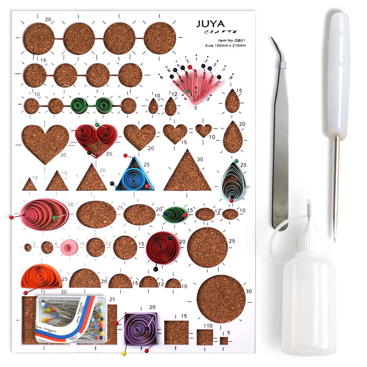 JUYA Paper Quilling Kit with 960 Strips and 14 Tools (Blue Tools, Width 3mm Have Glue) JUYA