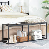 HOOBRO Dining Bench, 47.2 Inch Industrial Style Kitchen Table Bench, Steel Frame, Easy to Assemble, for Kitchen, Dining Room, Charcoal Gray and Black BC12CD01 HOOBRO