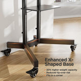 Perlegear Rolling TV Stand, Mobile TV Stand on Wheels for 32-85 Inch Screens up to 132 lbs, Height Adjustable Mobile TV Cart with Metal Shelf, Rolling TV Cart with Lockable Wheels Max VESA 600x400mm Perlegear