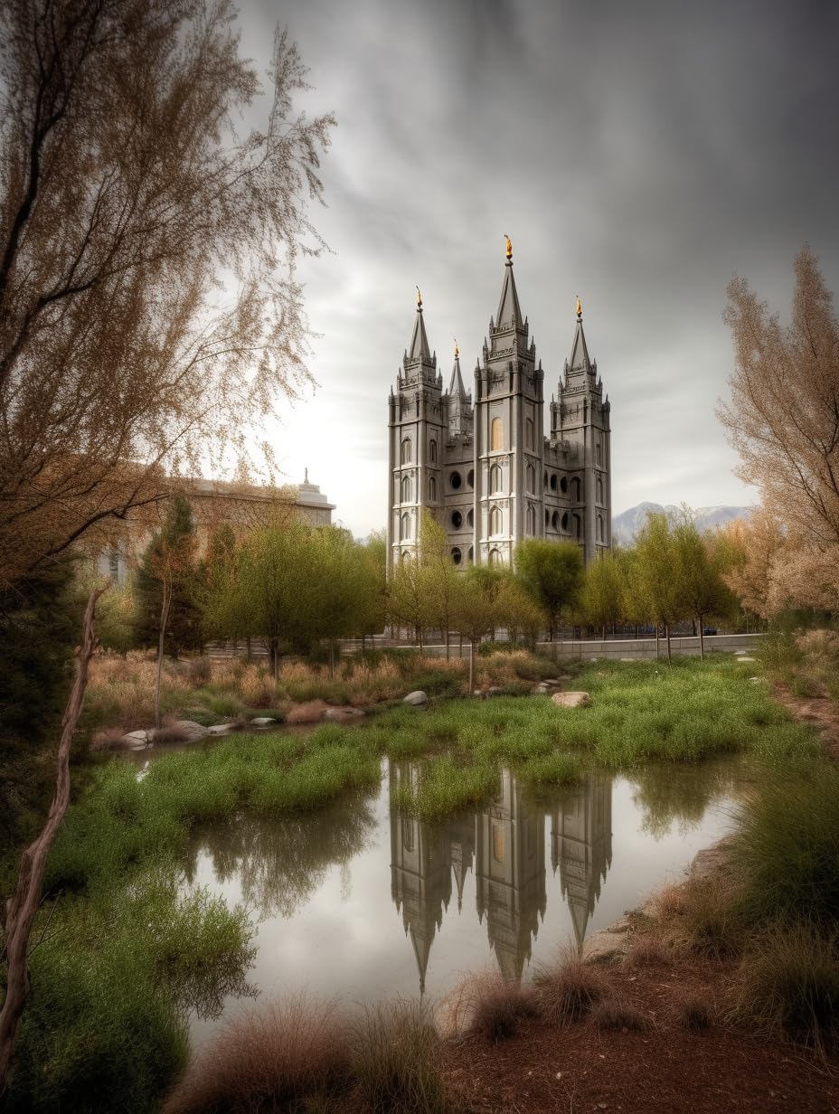 Generic Diamond Art Painting Salt Lake Temple Scenery (1) Kit for Adults Diamond Art Painting by Number Kits Gem Art Wall Home Decor(Canvas 11.8 x15.8inch) Generic