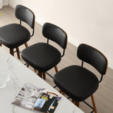 Bekrvio 26" Swivel Faux Leather Bar Stools Set of 4 with Ergonomic Backrest and Walnut Bent Wood Legs Bekrvio