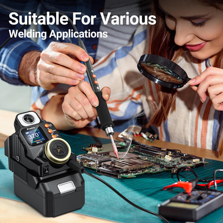 Preciva Cordless Soldering Iron Station for Dewalt 18-20V Battery - LCD Display, Fast Heating, Temperature Adjustable, °C/ºF Conversion, Removable Slag Pool, 0-8 Min Standby (Battery Not Included) Preciva