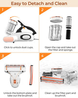 JIGOO Bed Vacuum Cleaner with Dust Sensor, Mattress Vacuum Cleaner with UV & Ultrasonic and High Heating, 13Kpa Suction 500W Powerful Double-Cup Handheld Vacuums (J300, Corded) JIGOO