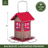 Kingsyard Cute Bird House Feeders for Outside, Hanging Metal Bird Feeder with 4 Ports, Outdoor Garden Yard Decorations for Cardinals Finches Chickadees Goldfinches & Sparrows Birds Watching Kingsyard