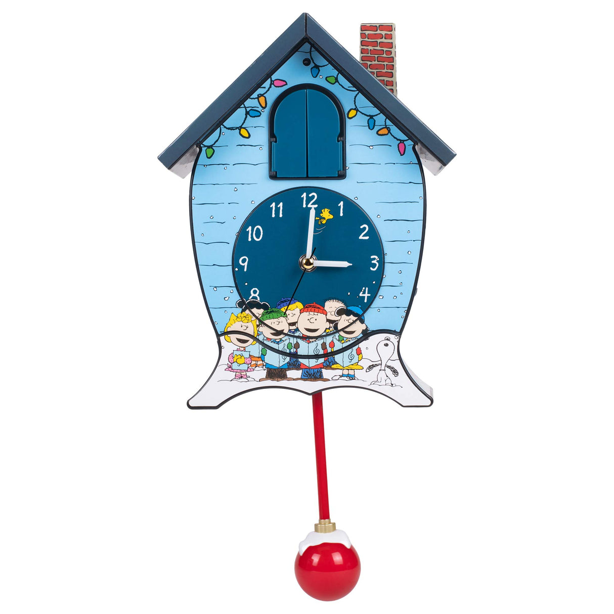 Mark Feldstein & Associates Peanuts Gang Snoopy Linus Lucy ICY Blue 17 x 9 Christmas Cuckoo Clock Mark Feldstein & Associates