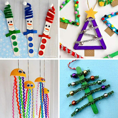 Winlyn 475 Set Christmas Jingle Bell Wreath Christmas Tree Ornaments Craft Kit Jingle Bell Metallic Chenille Stems Glitter Pom-Poms Ribbon Assortment for Kids Holiday Xmas Bracelets Necklaces Artwork Winlyn